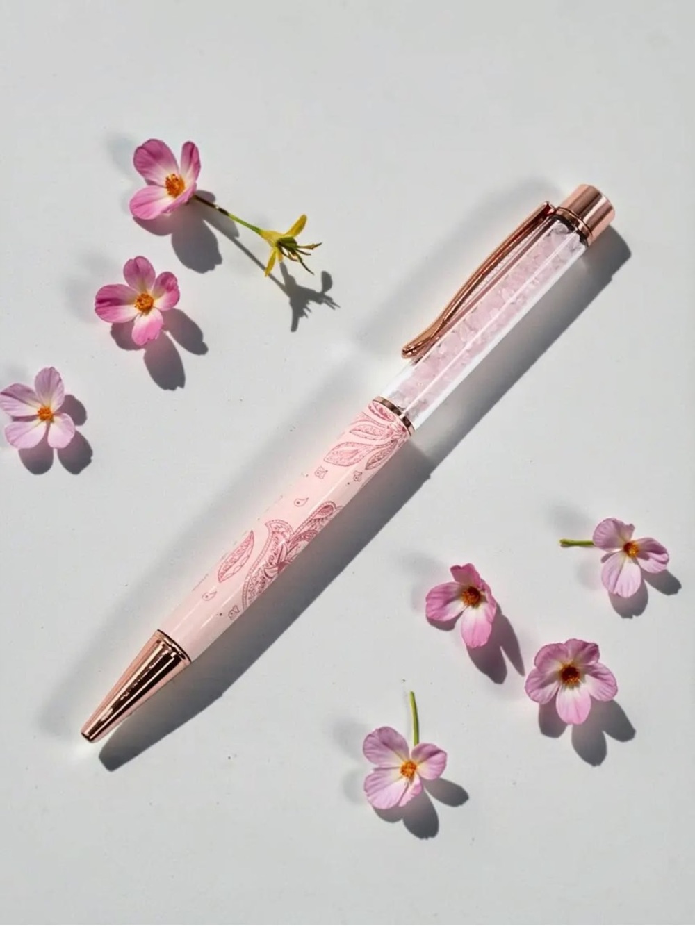 ROSE QUARTZ CRYSTAL CHIP BALLPOINT PEN